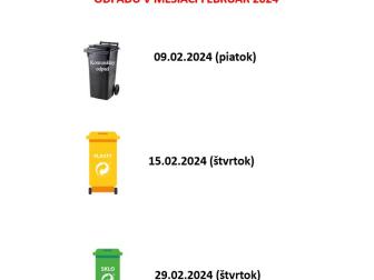 Harmonogram vývozu jednotlivých zložiek odpadu v mesiaci FEBRUÁR 2024 1